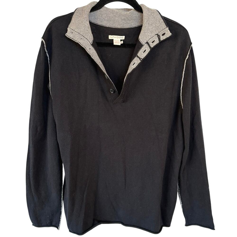 Carbon 2 Cobalt Mens Popover Golf Shirt Cashmere Blend Quiet Luxury Large